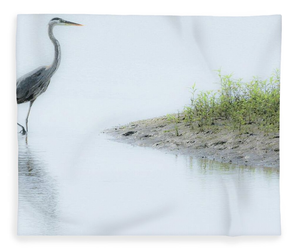 Heron Fleece Blanket featuring the photograph Heron Stroll by Addison Likins