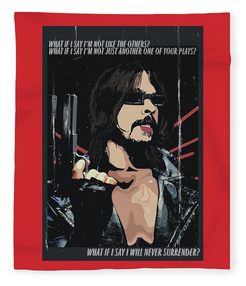 Dave Grohl Fleece Blanket featuring the digital art Hes Back by Christina Rick
