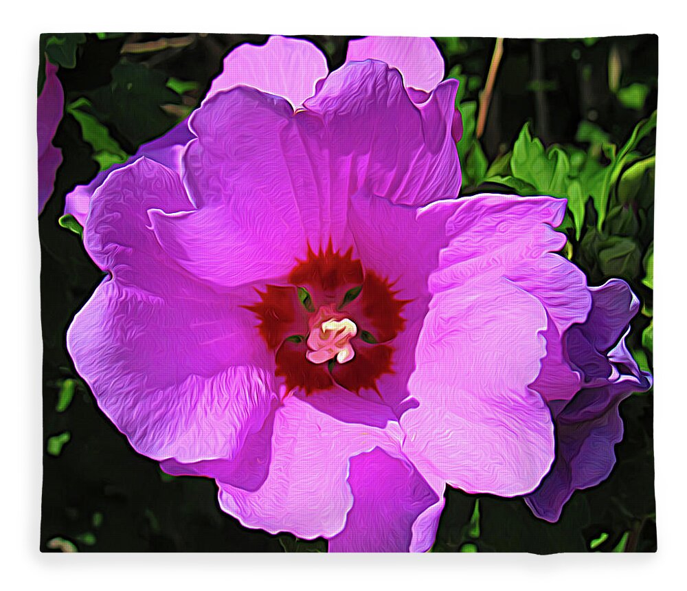 Flower Fleece Blanket featuring the photograph Hibiscus in Pink by Roberta Byram
