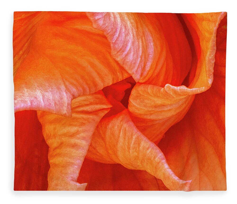 Hibiscus Fleece Blanket featuring the photograph Hibiscus Pinwheel by Karen Smale