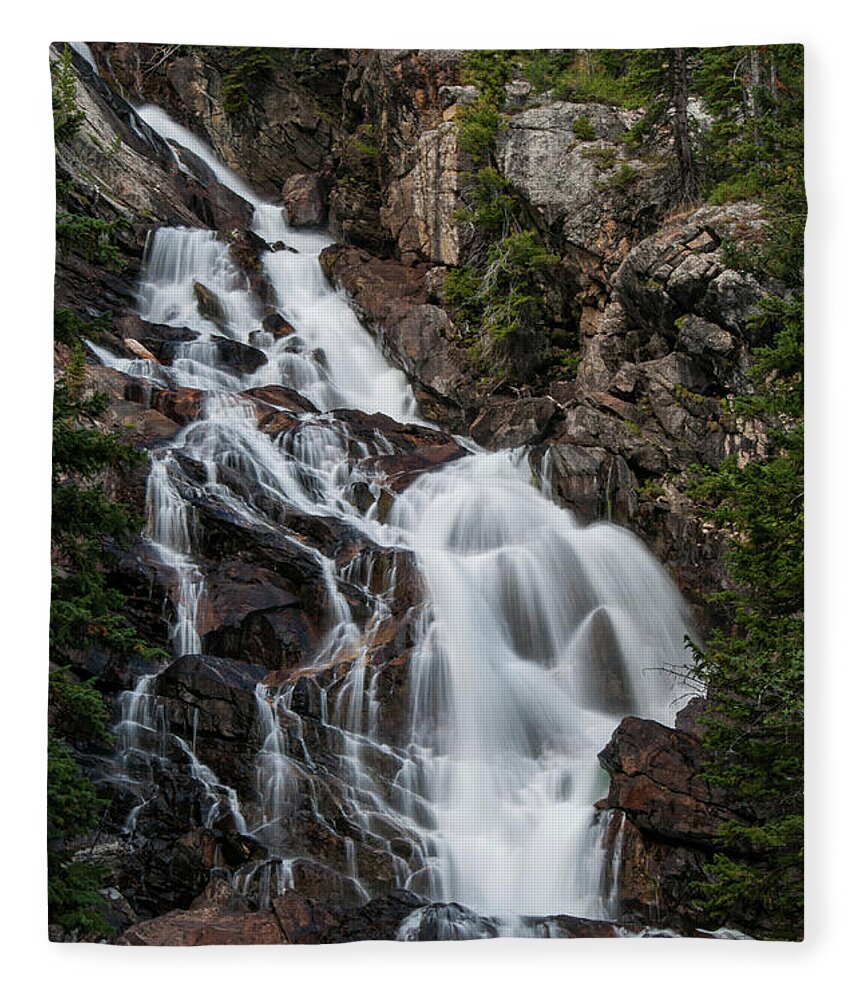 Grand Teton National Park Fleece Blanket featuring the photograph Hidden Falls by Melissa Southern