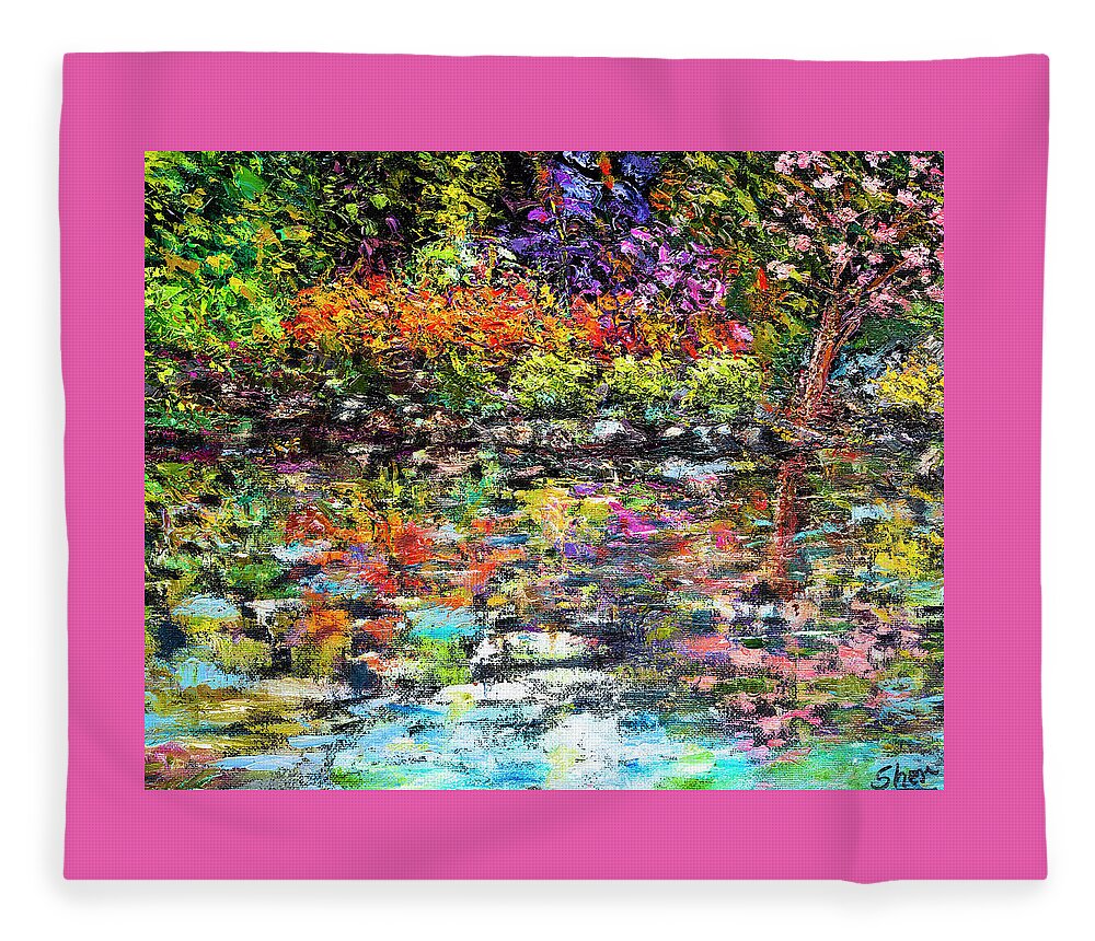 Art - Oil On Canvas Fleece Blanket featuring the painting Hidden Peace by Sher Nasser
