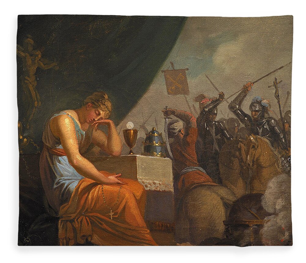 Nicolai Abildgaard Fleece Blanket featuring the painting Hierarchy at its Peak at the time of the Crusades by Nicolai Abildgaard