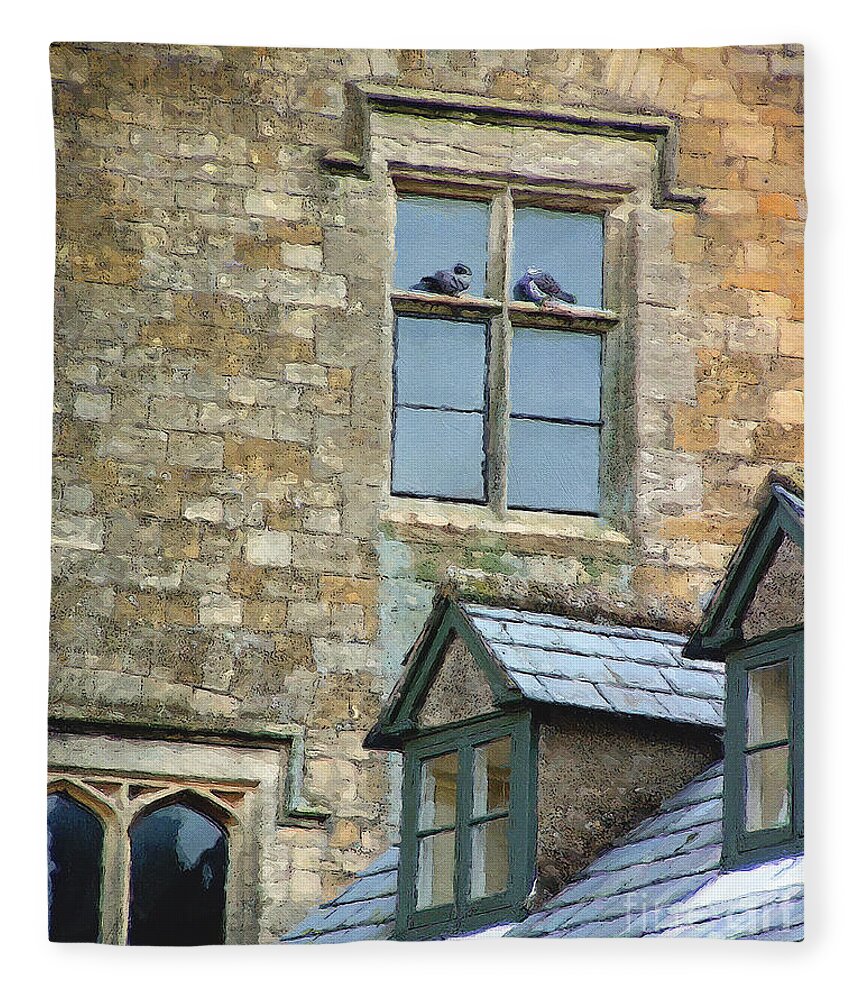 Stow-in-the-wold Fleece Blanket featuring the photograph High Church Perch by Brian Watt