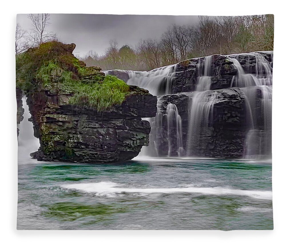 Landscape Fleece Blanket featuring the photograph High falls by Jamie Tyler