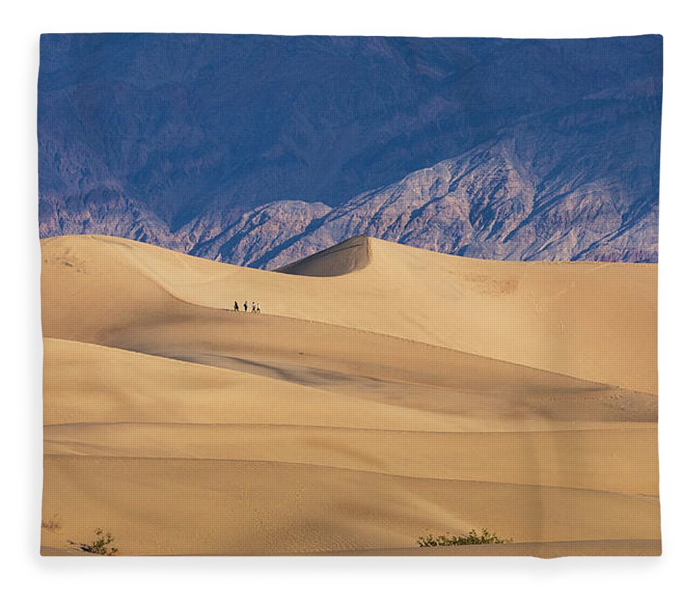 Nature Fleece Blanket featuring the photograph Hiking Mesquite Dunes by Mike Lee