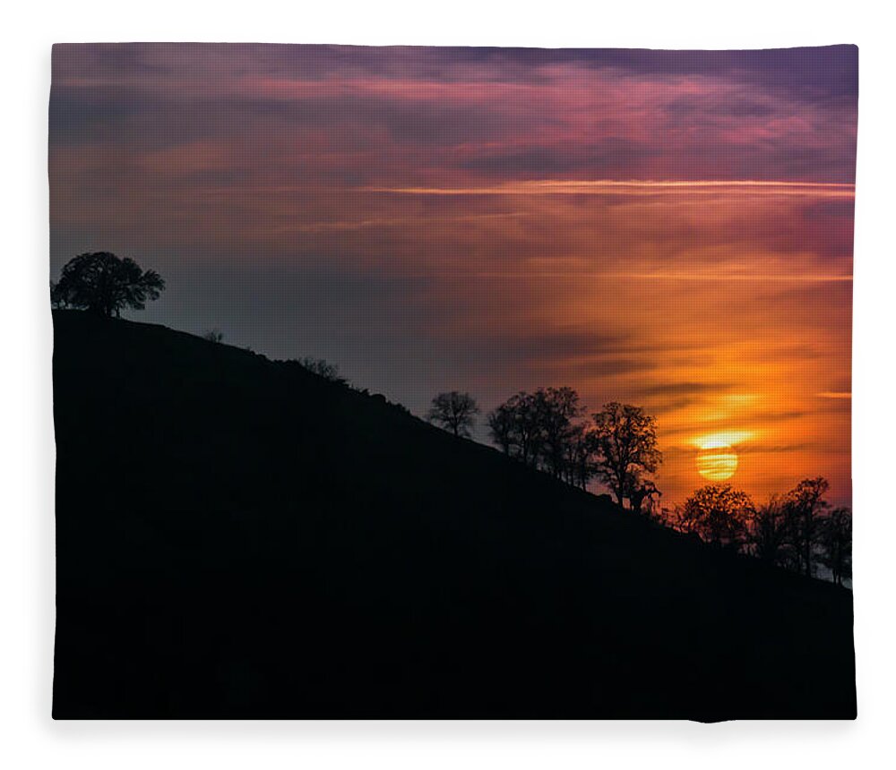 Sunset Fleece Blanket featuring the photograph Hillside Sunset by Patti Deters