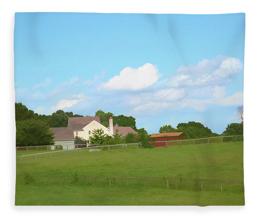 Farm House Fleece Blanket featuring the photograph Hilltop Road by Steve Ladner