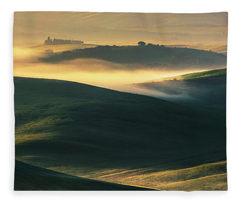 Italy Fleece Blanket featuring the photograph Hilly Tuscany Valley by Evgeni Dinev