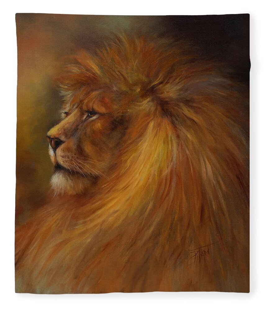 Waiting Room Décor Fleece Blanket featuring the painting His Majesty by Lynne Pittard