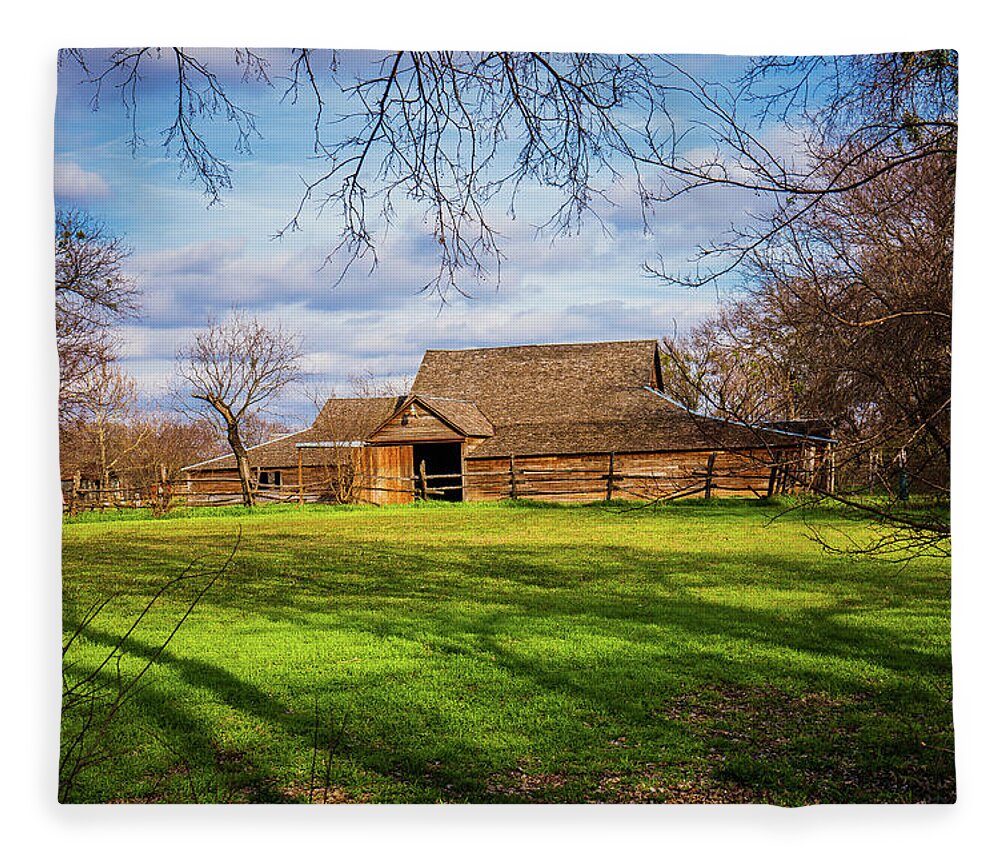 Texas Fleece Blanket featuring the photograph Historic Texas Ranch by Ron Long Ltd Photography