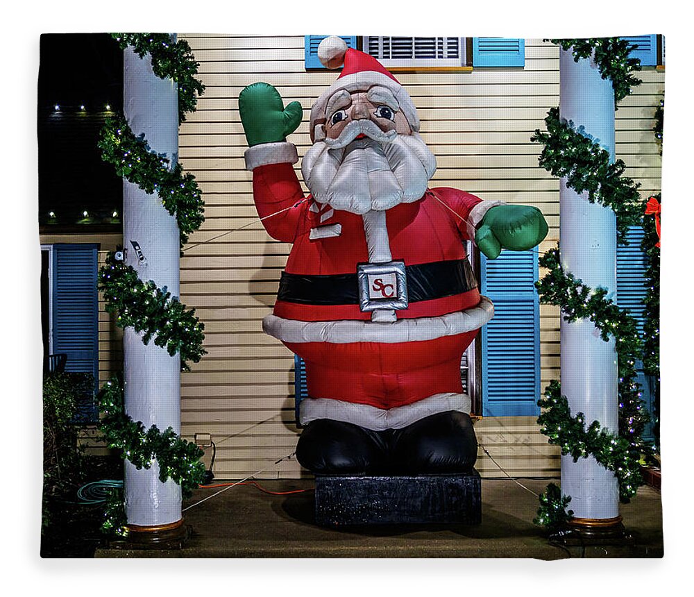 Cherry Hill Fleece Blanket featuring the photograph Ho Ho Santa Claus by Louis Dallara