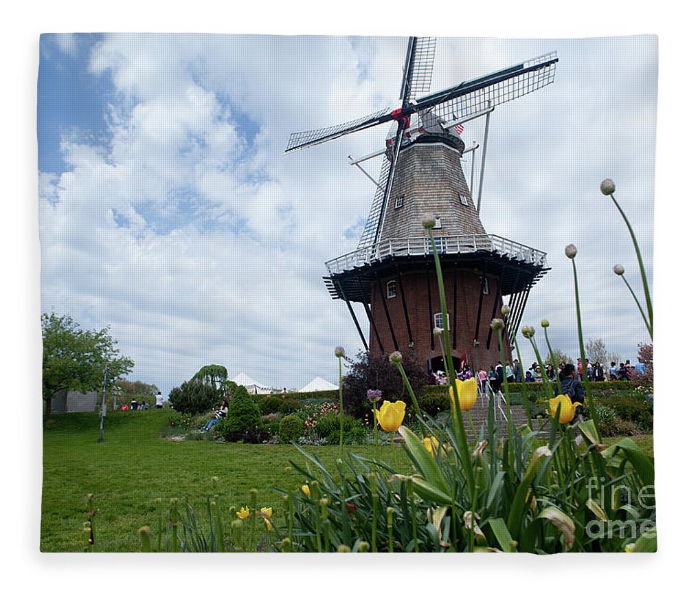 Windmill Fleece Blanket featuring the photograph Holland Windmill, Michigan by Rich S