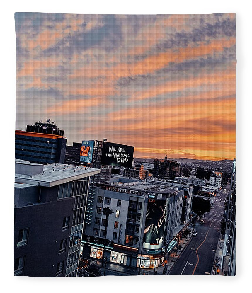 Hollywood On Vine Sunset Fleece Blanket featuring the photograph Hollywood on Vine Sunset by Jera Sky