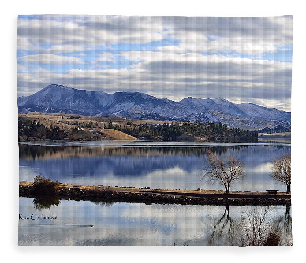 Lake Fleece Blanket featuring the photograph Holter Lake and Distant Mountain Peaks by Kae Cheatham