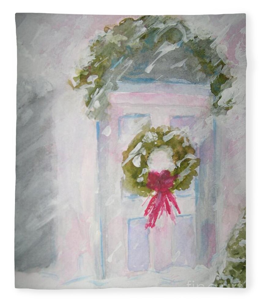 Christmas Fleece Blanket featuring the painting Home for the Holidays by Patricia Caldwell