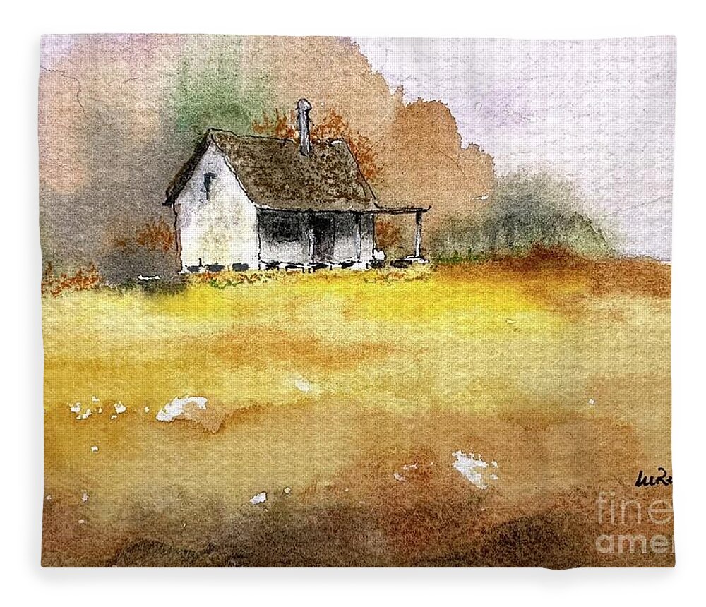 Watercolor Fleece Blanket featuring the painting Home Place by William Renzulli