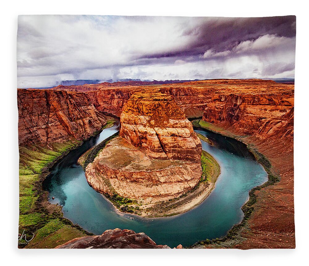 Arizona Fleece Blanket featuring the photograph Horseshoe Bend by Darcy Dietrich