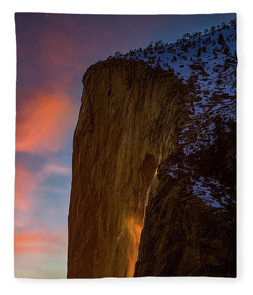 Horsetail Falls Fleece Blanket featuring the photograph Horsetail Falls with Colorful Sky by Amazing Action Photo Video