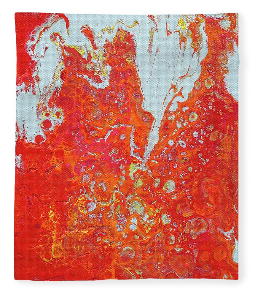 Fluid Fleece Blanket featuring the painting Hot Lava and Ice by Maria Meester