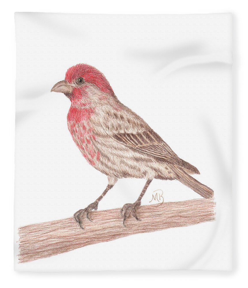 Bird Art Fleece Blanket featuring the painting House Finch by Monica Burnette