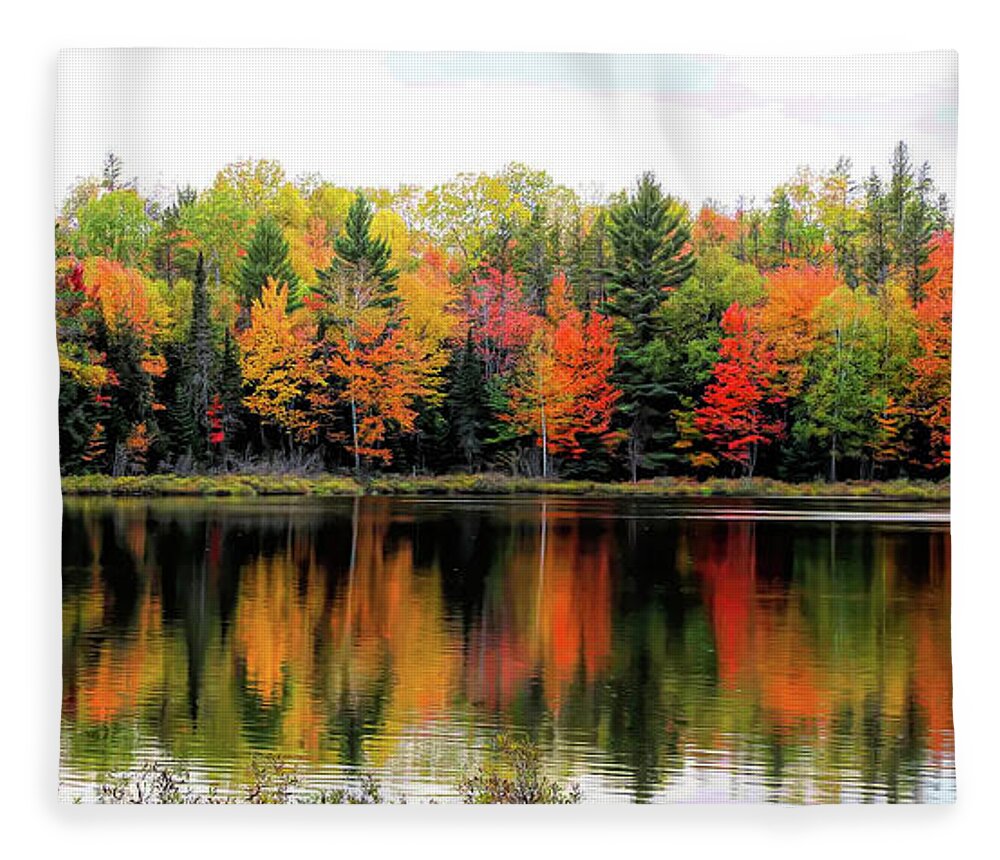 Michigan Fleece Blanket featuring the photograph Hovey Lake Reflections by Cheryl Strahl