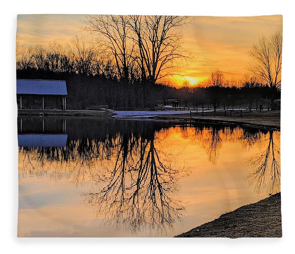  Fleece Blanket featuring the photograph Hudson Springs Park Sunset by Brad Nellis