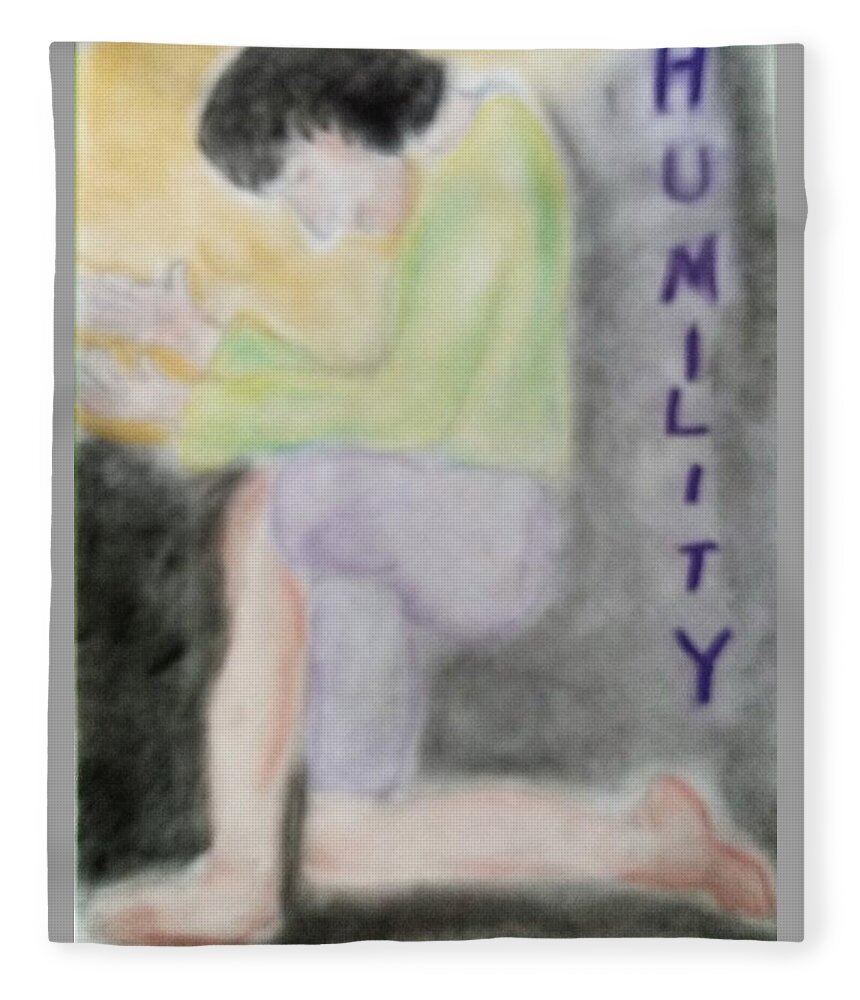 Humility Fleece Blanket featuring the pastel Humility by Suzanne Berthier