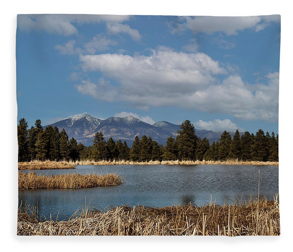 Arizona Fleece Blanket featuring the photograph Humphrey's Peak in Spring by Laura Putman
