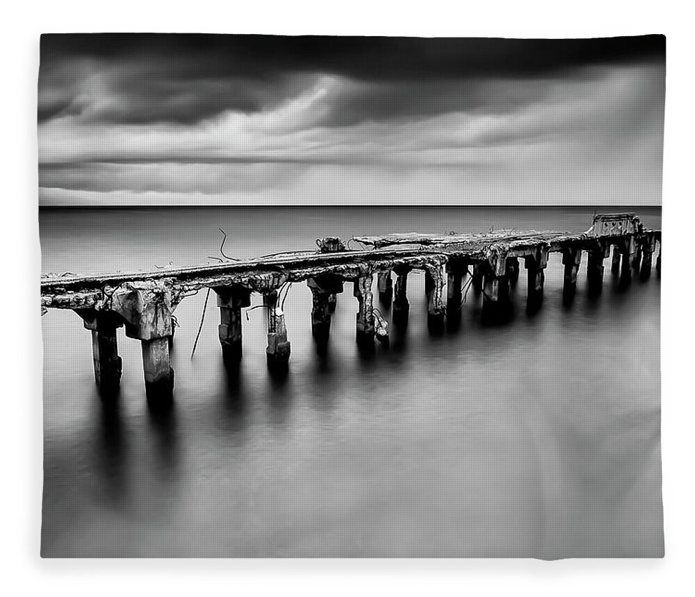 Maui Fleece Blanket featuring the photograph Hurricane Survivor In Black and White by Gary Johnson