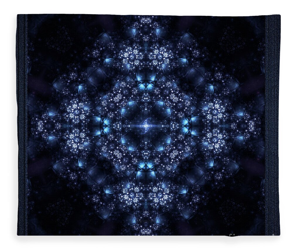 Diamond Blossoms Fleece Blanket featuring the digital art Diamond Blossoms Crystal Rose Fractal Art by Rolando Burbon