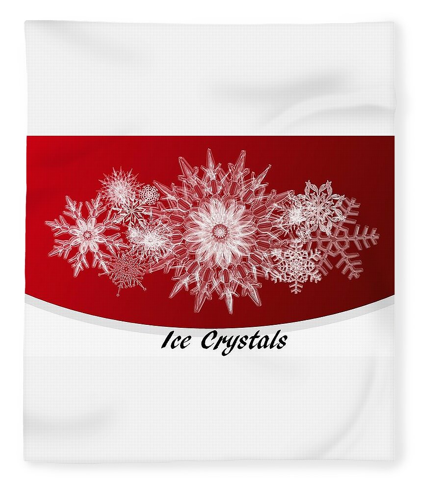 Ice Fleece Blanket featuring the mixed media Ice Crystals Red by Nancy Ayanna Wyatt
