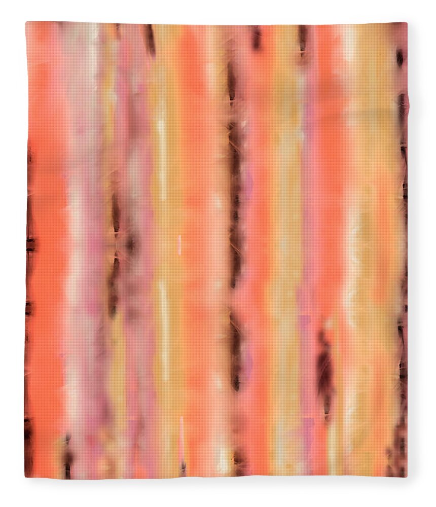 Tie Dye Fleece Blanket featuring the digital art Ice Dye Tie Dye Print Coral, Pink, and Brown by Sand And Chi