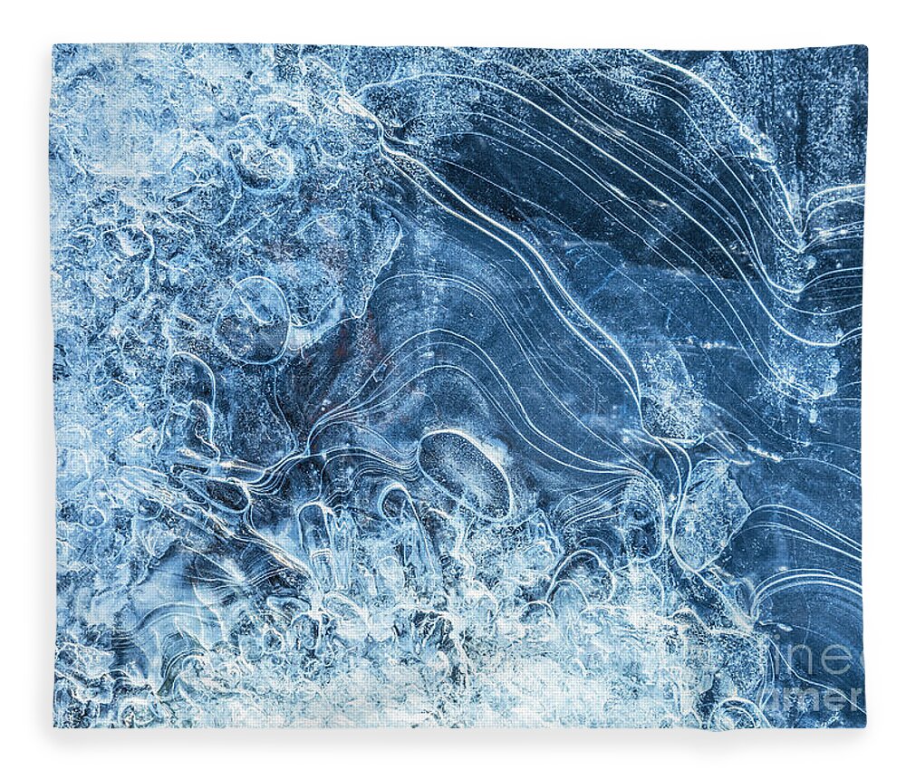 Ice Fleece Blanket featuring the photograph Ice Patterns and textures in frozen lake by Neale And Judith Clark