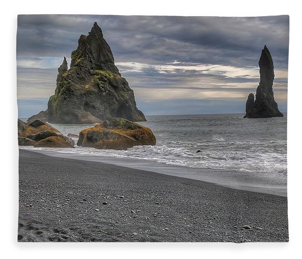 Iceland Fleece Blanket featuring the photograph Iceland black beach by Yvonne Jasinski