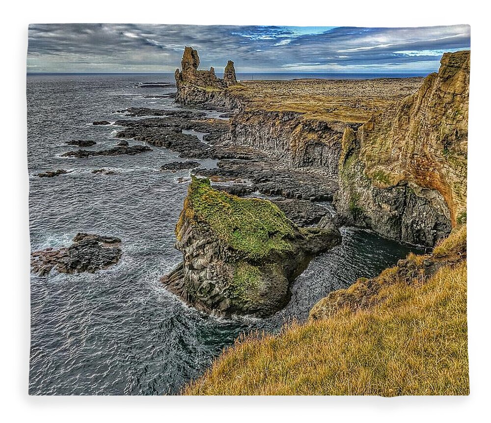 Iceland Fleece Blanket featuring the photograph Iceland cliffs by Yvonne Jasinski