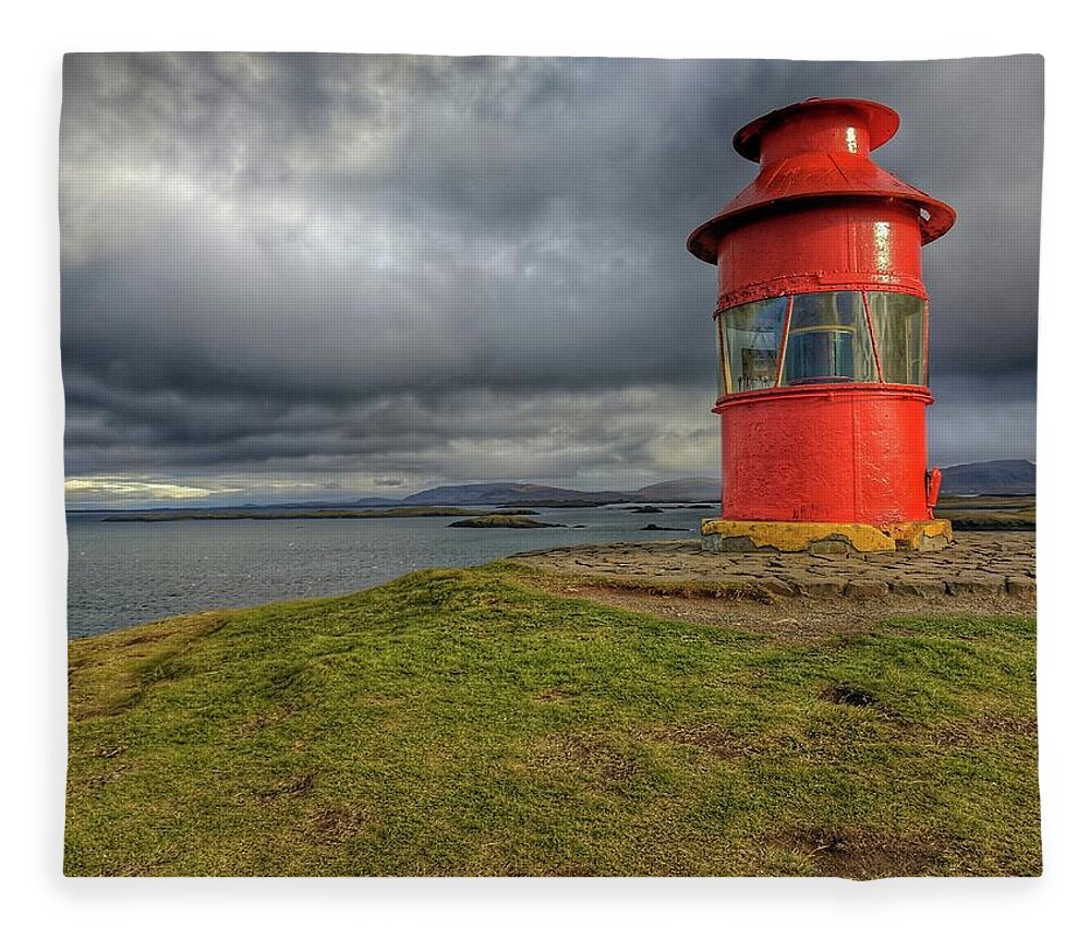 Iceland Fleece Blanket featuring the photograph Iceland Lighthouse by Yvonne Jasinski