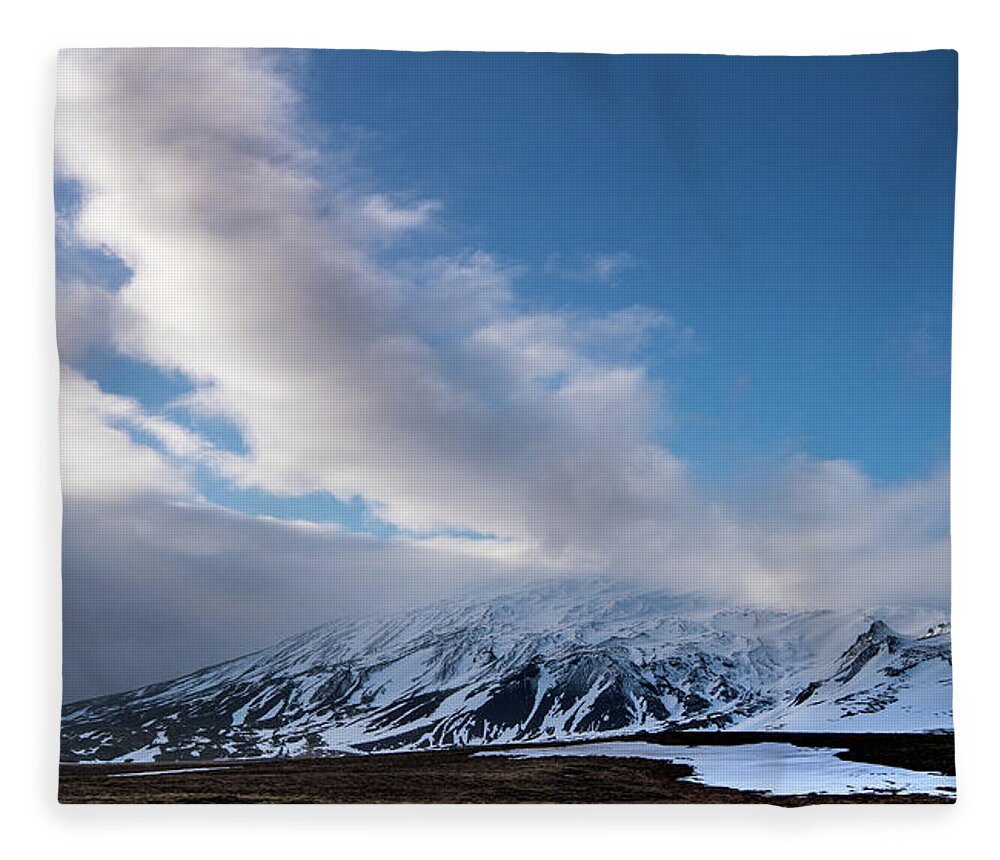 Iceland Fleece Blanket featuring the photograph Icelandic landscape with mountains covered in snow at snaefellsnes peninsula in Iceland by Michalakis Ppalis