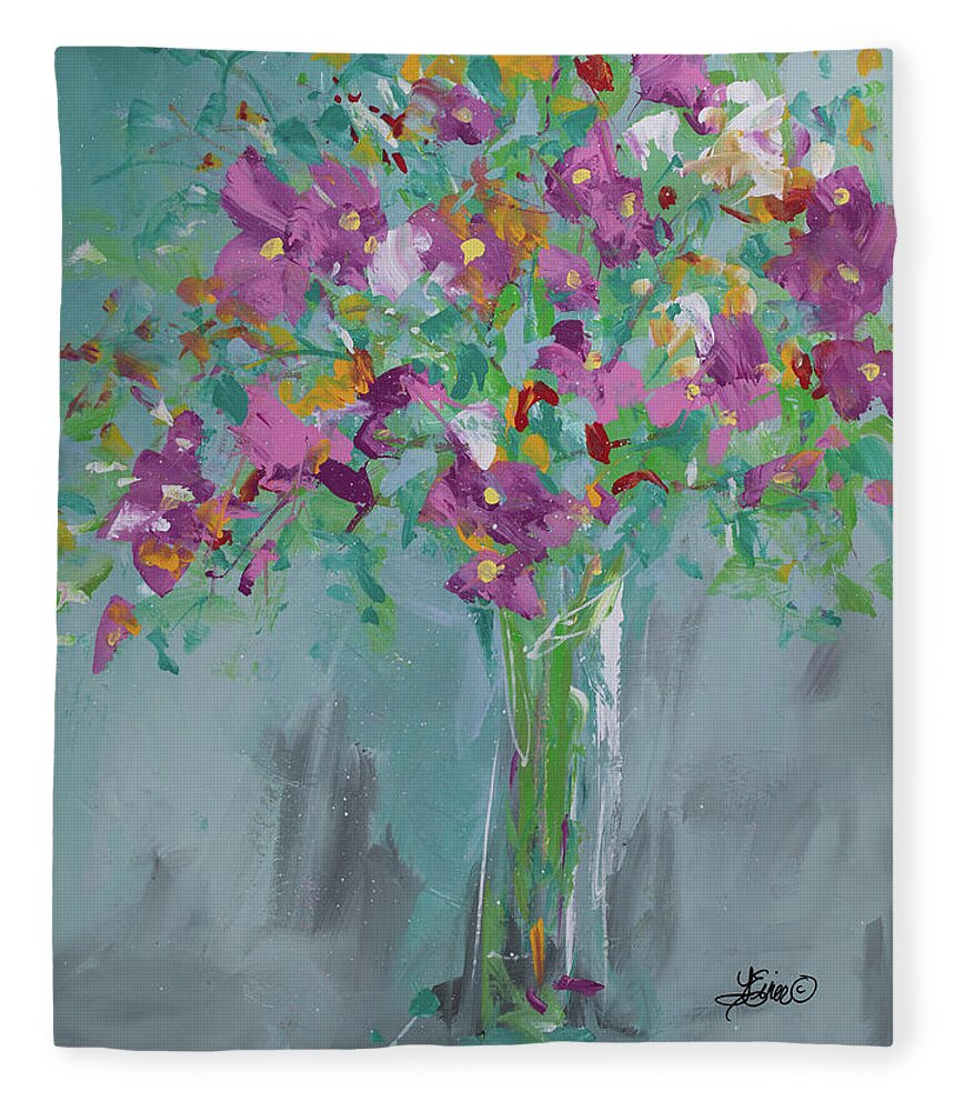 Floral Fleece Blanket featuring the painting If It Makes You Happy by Terri Einer