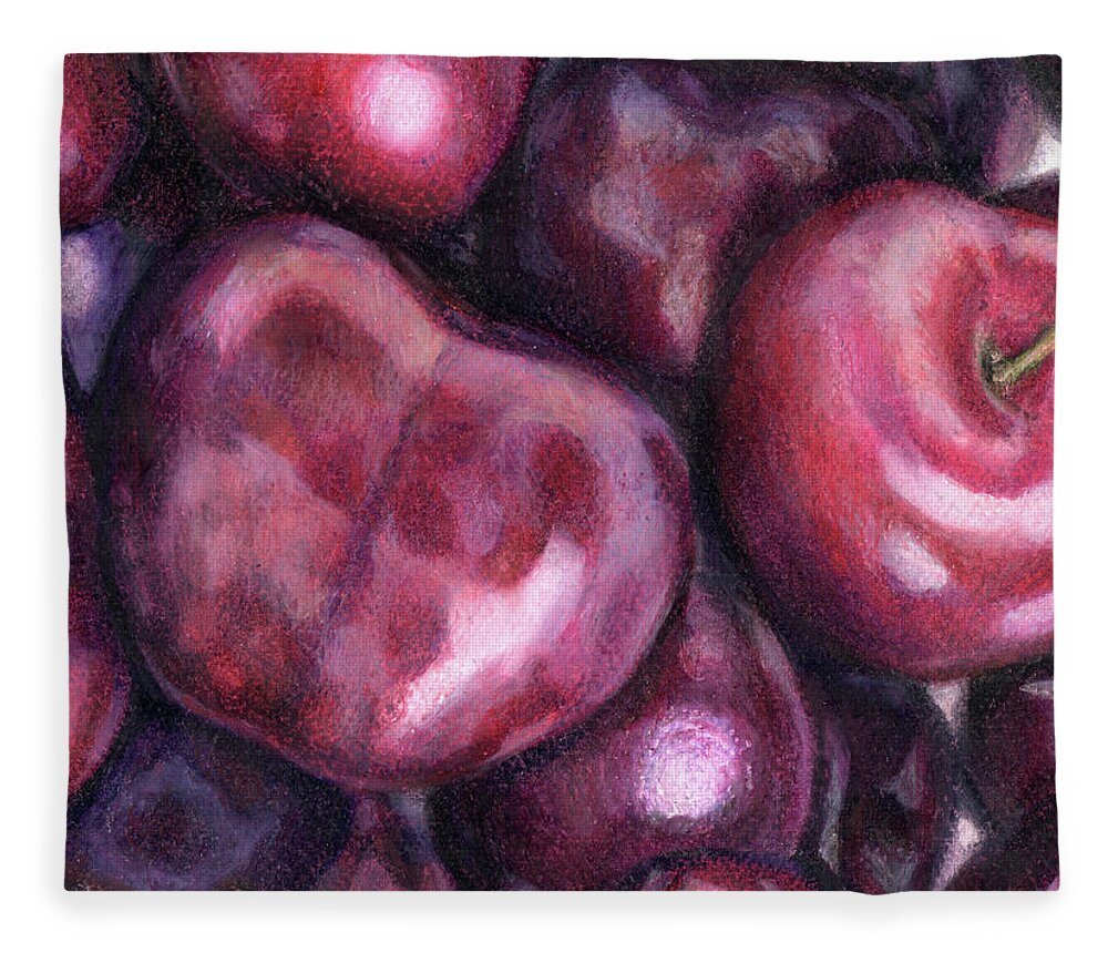 Cherry Fleece Blanket featuring the pastel I'm Cheery for Cheeries by Shana Rowe Jackson