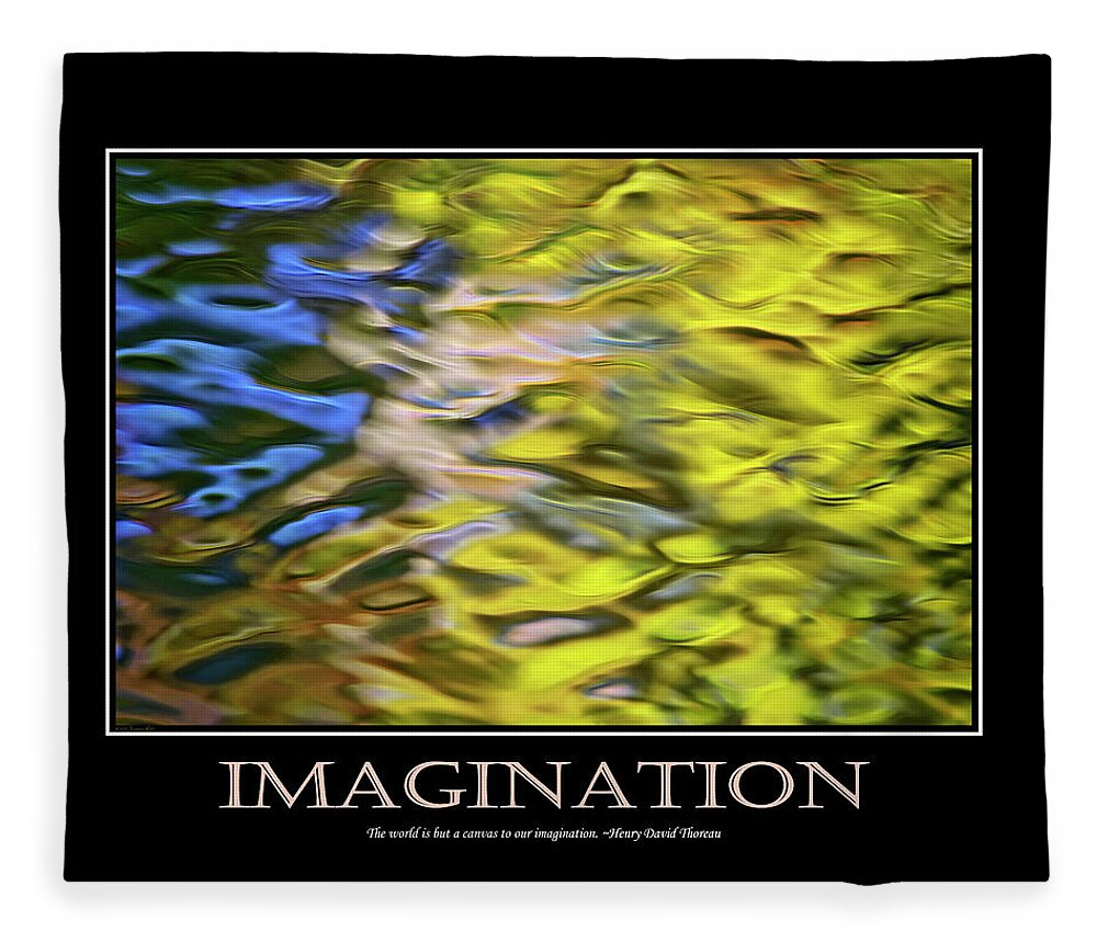 Inspirational Fleece Blanket featuring the mixed media Imagination Inspirational Motivational Poster Art by Christina Rollo