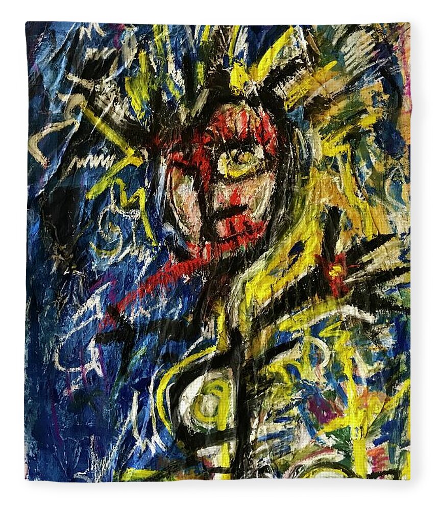 Abstract  Fleece Blanket featuring the painting Imp #2 2020 by Gustavo Ramirez