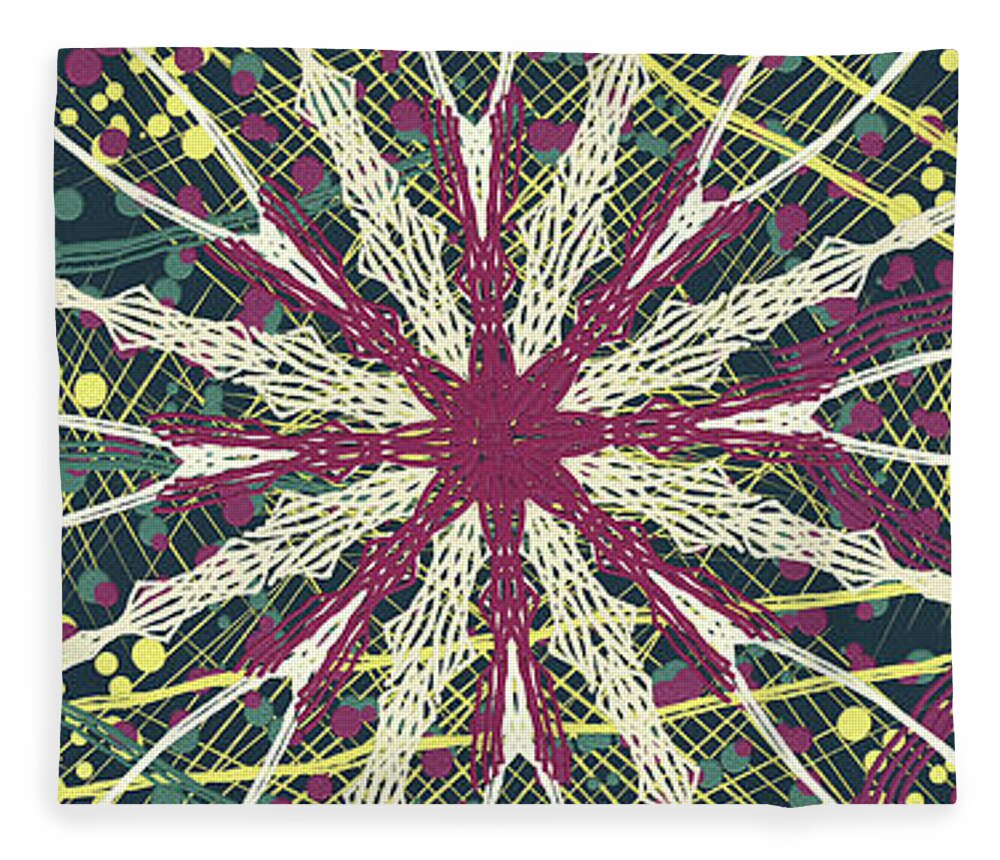 Mandala Fleece Blanket featuring the digital art Improvisation 351 by Bentley Davis