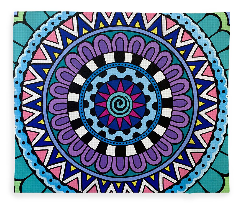 Mandala Fleece Blanket featuring the painting In A Dream by Beth Ann Scott