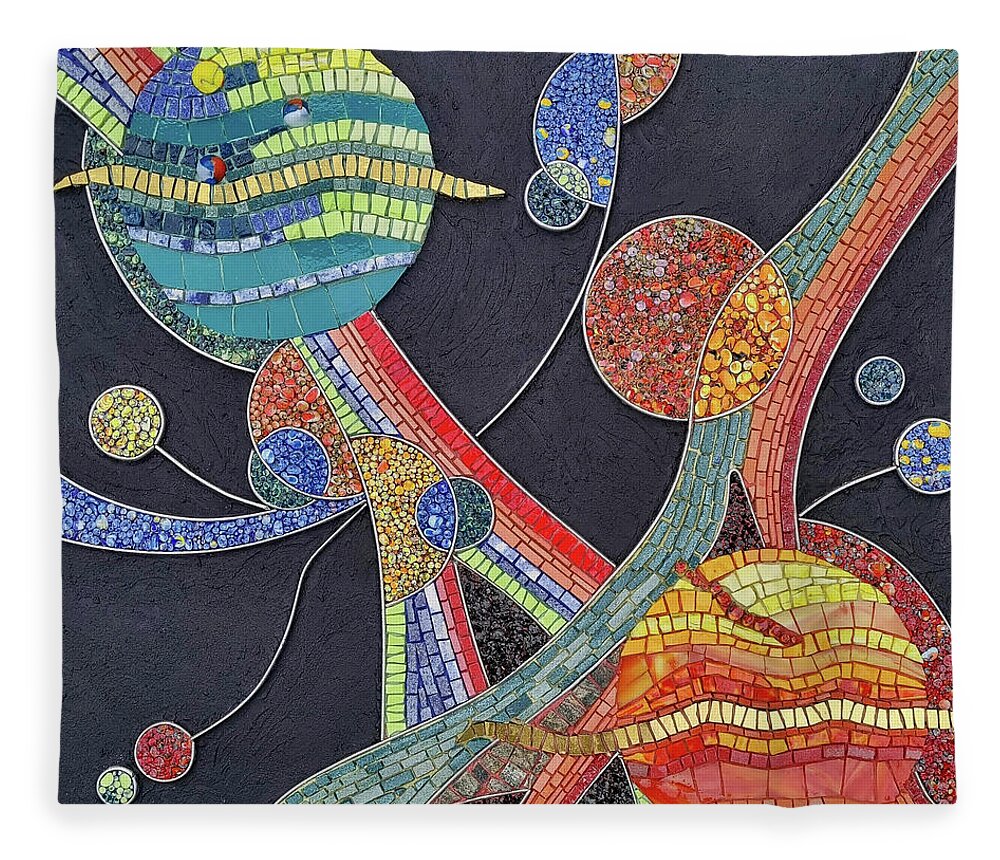 Mosaic Fleece Blanket featuring the glass art In Another Galaxy by Adriana Zoon