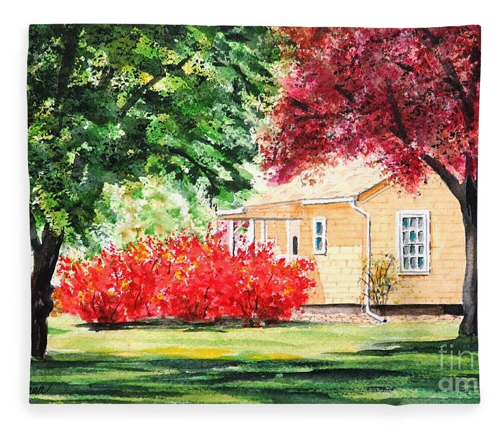 Bush Fleece Blanket featuring the painting In Full Bloom by Joseph Burger