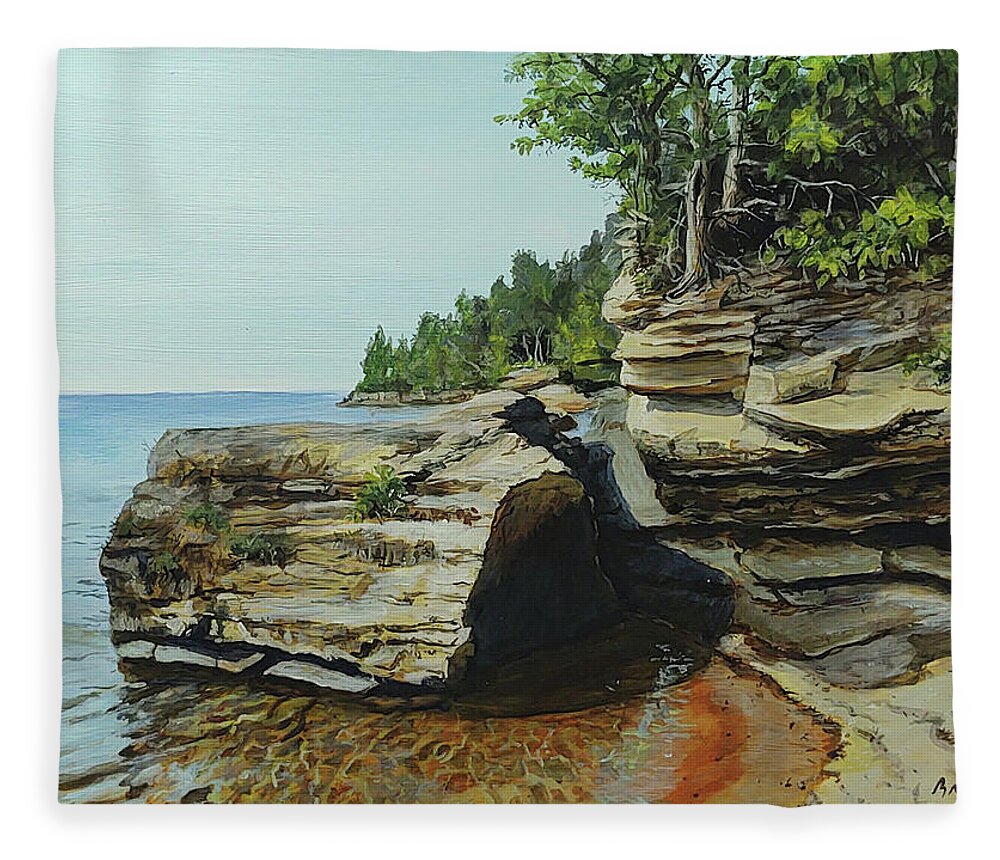 Copper Harbor Fleece Blanket featuring the painting In Search Of Memories by William Brody