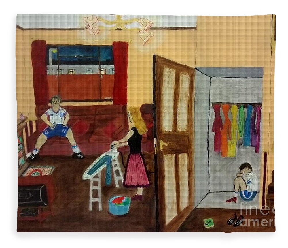 Lgbtq Fleece Blanket featuring the drawing In the closet 1984 by David Westwood