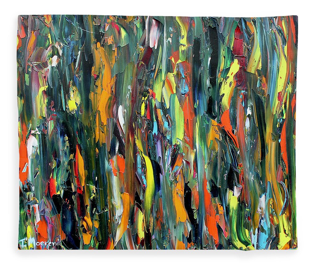 Abstract Fleece Blanket featuring the painting In the Depths 3 by Teresa Moerer