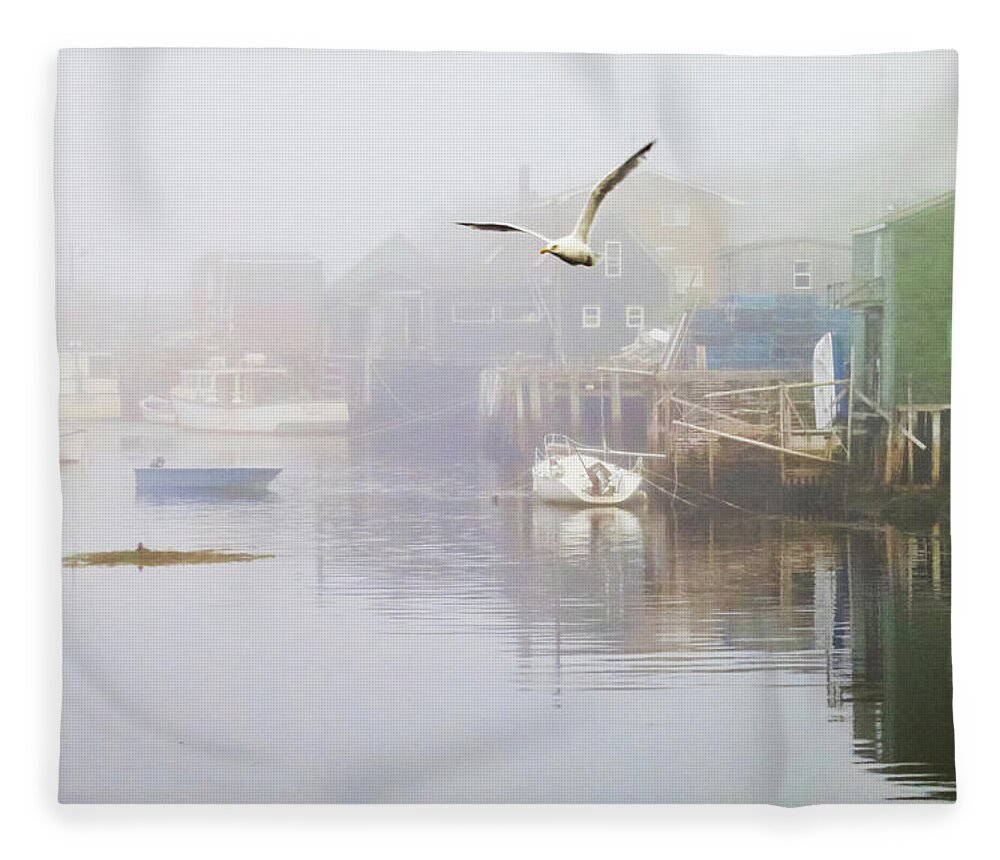 Seagull Fleece Blanket featuring the photograph In the Fog by Tatiana Travelways